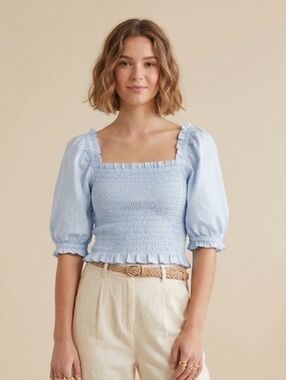 LEVI'S -  NWT Rey Smocked Short Sleeve Blouse